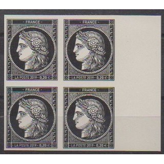 Buy this stamp of France of the year 2019 (Nb 5305A bloc de 4 avec bord de feuille).