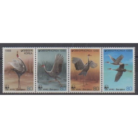 Corée du Sud - 1988 - No 1400/1403 - Oiseaux - Espèces menacées - WWF