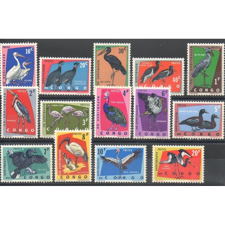 Timbres - Thème oiseaux - Congo (République du) - 1963- No 481/494