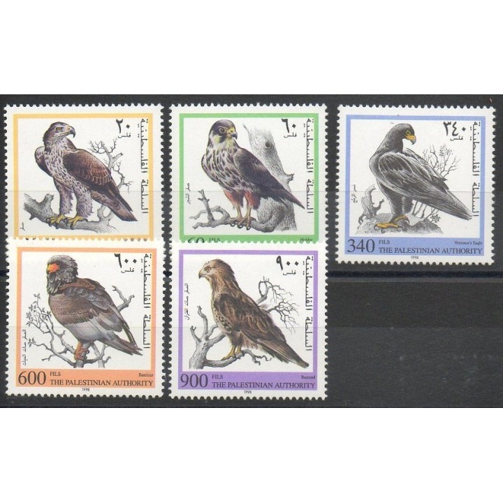 Timbres - Thème oiseaux - Palestine - 1998- No 79/83
