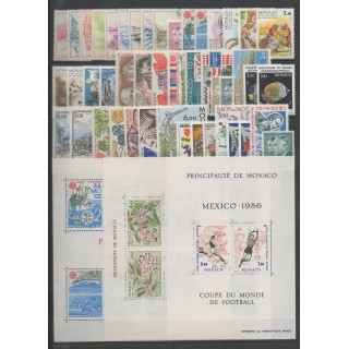 Acheter les timbres et les 3 blocs-feuillets de Monaco  de l'année 1986 (No 1510/1561 - BF34/BF36).