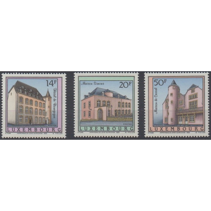 Timbres - Thème monuments - Luxembourg - 1993 - No 1270/1272