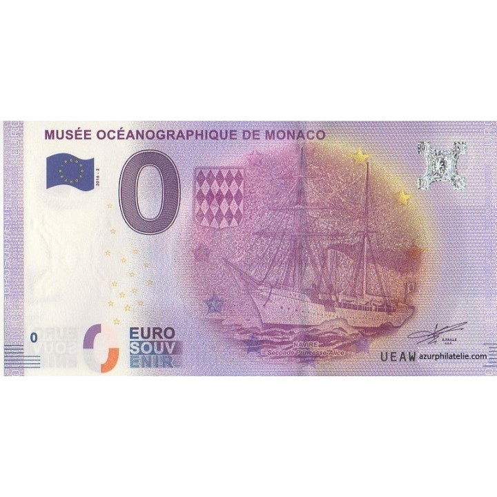 Billet souvenir - Musée océanographique de Monaco - Navire seconde princesse Alice - 2016
