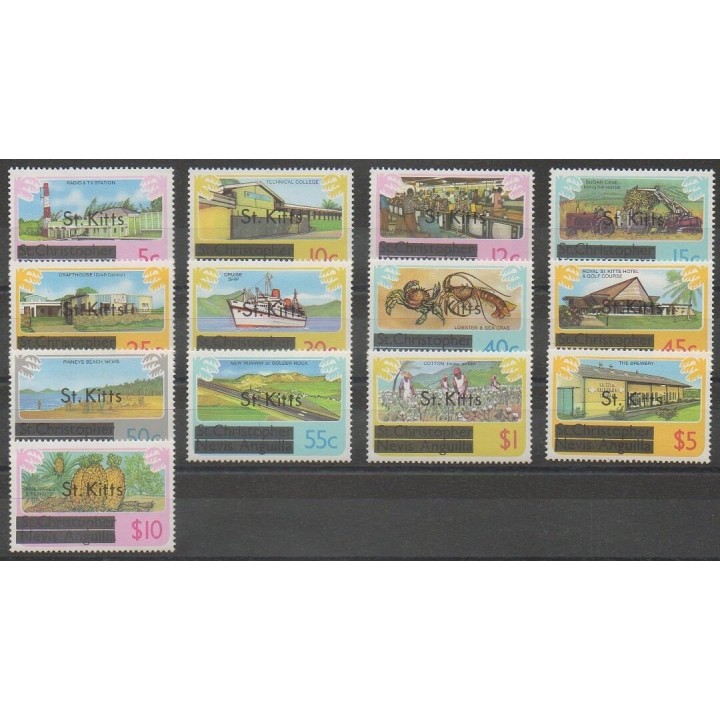 Acheter cette série de timbres de Saint-Christophe de l'année 1980 (No 424/436).