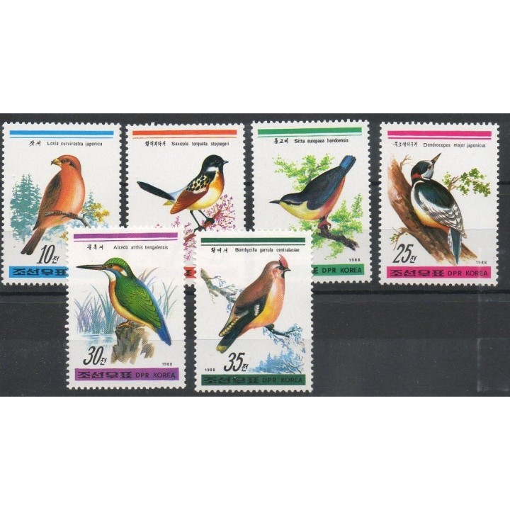 Stamps - Theme birds - North Korea - 1988- Nb 1972/1977
