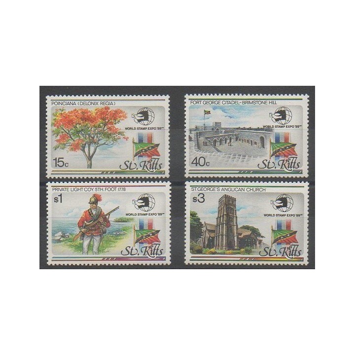 Acheter cette série de timbres de Saint-Christophe de l'année 1989 (No 696/699).