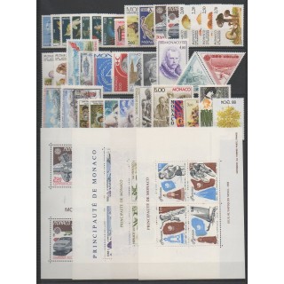 Acheter les timbres et les 4 blocs-feuillets de Monaco  de l'année 1988 (No 1614/1662 - BF40/BF43).