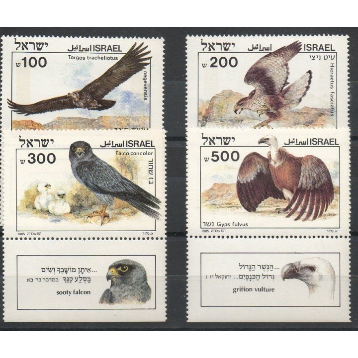Timbres - Thème rapaces nocturnes - Israël - 1985- No 925/928