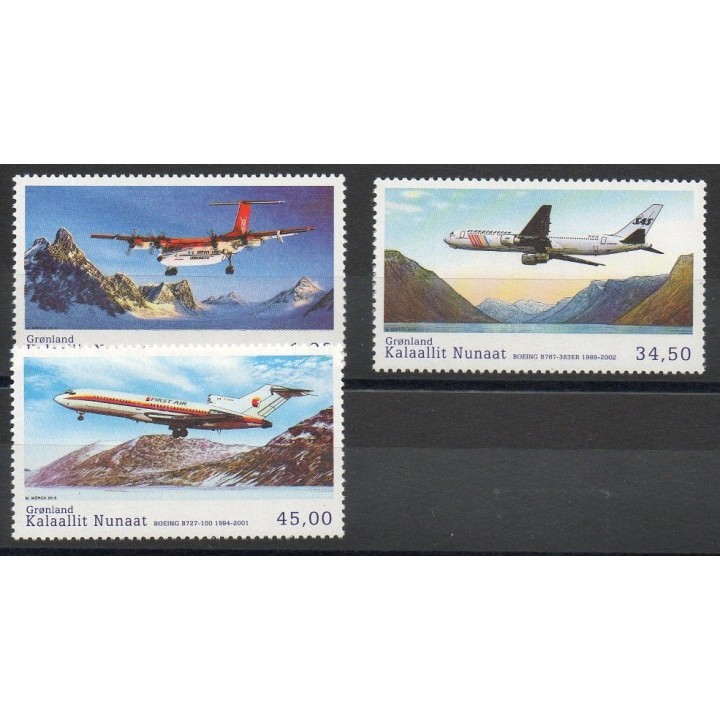 Stamps - Theme planes - Greenland - 2015- Nb 671/673