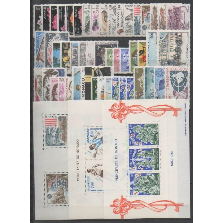 Acheter les timbres et les 3 blocs-feuillets de Monaco  de l'année 1982 (No 1306/1358 - BF21/BF23).