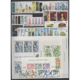 Buy the stamps and the 3 souvenir sheets of Monaco of the year 1991 (Nb 1753/1809 - BF52/BF54).