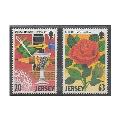 Jersey - 1998 - Nb 814/815 - Flowers - Art
