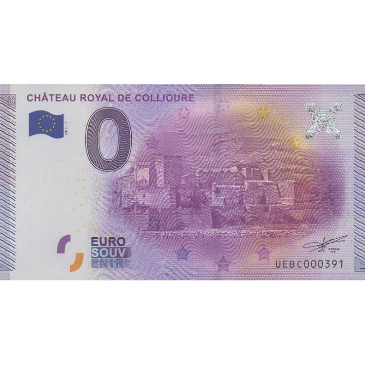 Billet souvenir touristique - 2015-1 - Château Royal de Collioure - (Pyrénées-Orientales)