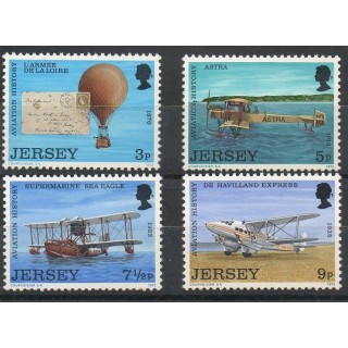 Timbres - Thème ballons - dirigeables - Jersey - 1973- No 75/78