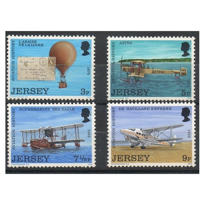 Stamps - Theme hot-air balloons - airships - Jersey - 1973- Nb 75/78