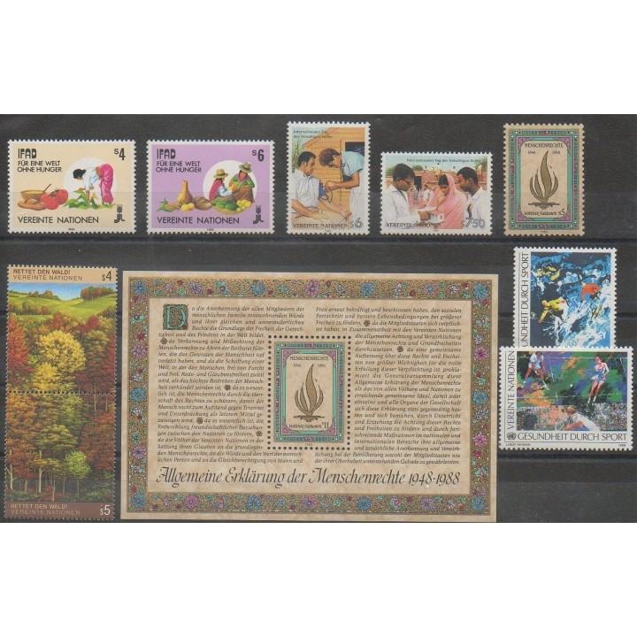 Buy the stamps and the souvenir sheet of United Nations (UN - Vienna) of the year 1988 (Nb 79/88 - BF4).