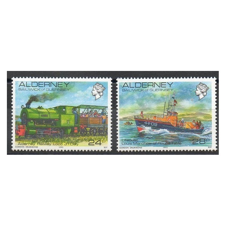 Timbres - Thème bateaux - Aurigny (Alderney) - 1993- No 59/60