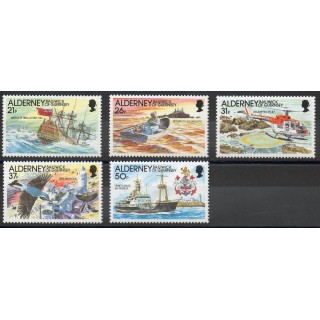 Timbres - Thème phares - Aurigny (Alderney) - 1991- No 49/53