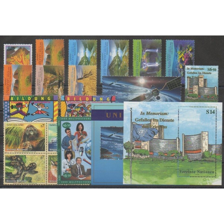 Acheter les timbres et les 2 blocs-feuillets des Nations Unies (ONU - Vienne) de l'année 1999 (No 296/317 - BF10/BF11).