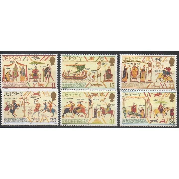 Timbres - Thème histoire divers - Jersey - 1987- No 408/413