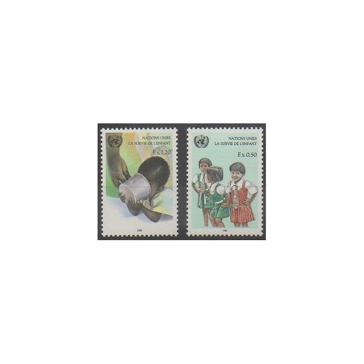 Acheter cette série de timbres des Nations Unies (ONU - Genève)  de l'année 1985 (No 135/136).