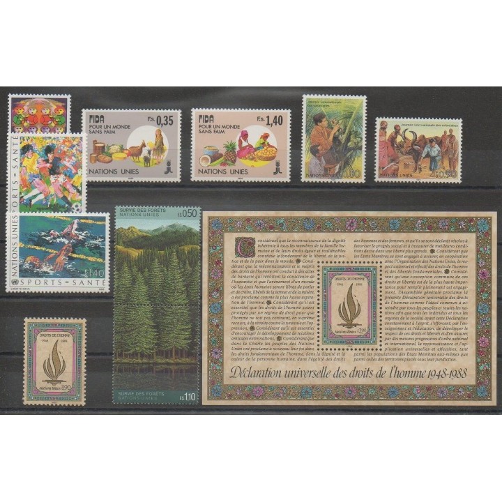 Buy the stamps and the souvenir sheet of United Nations (UN - Geneva) of the year 1988 (Nb 162/172 - BF5).
