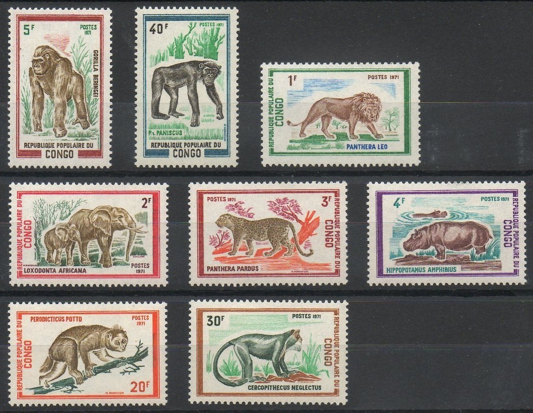 Stamps - Theme various animals - Congo (Republic of) - 1972- Nb 318/325