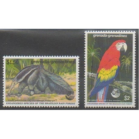 Grenadines - 1992 - No 1394/1395 - Animaux - Espèces menacées - WWF