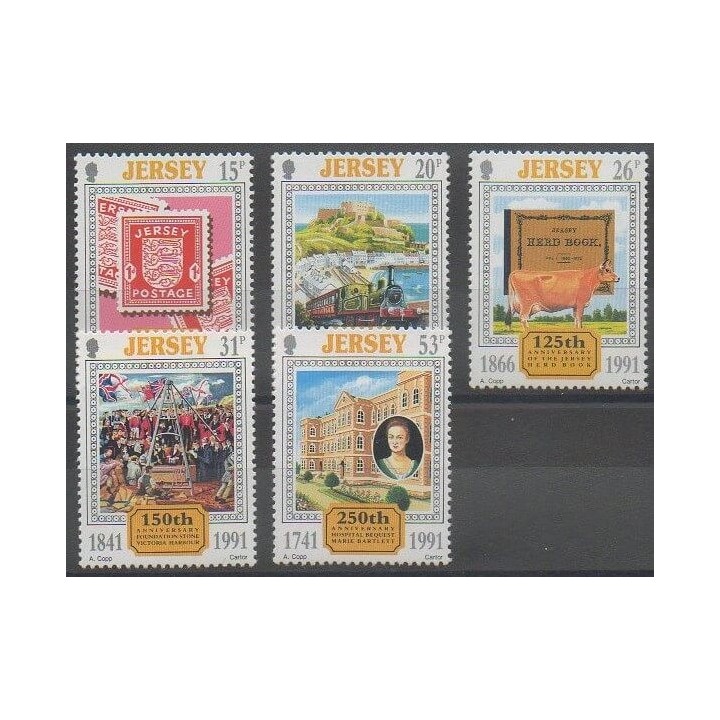 Acheter cette série de timbres de l'île de Jersey de l'année 1991 (No 538/542).