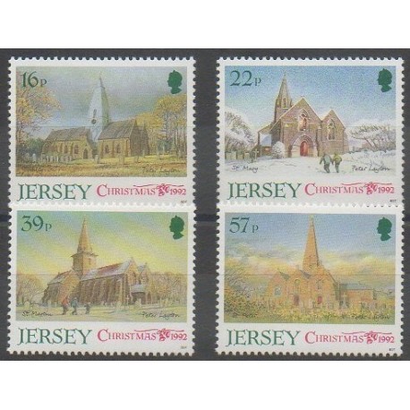 Jersey - 1992 - Nb 585/588 - Churches - Christmas
