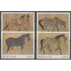 Nevis - 2002 - No 1572/1575 - Chevaux - Horoscope - Peinture
