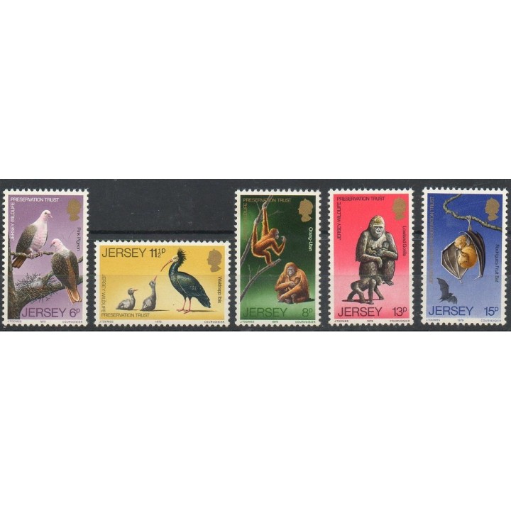 Stamps - Theme various animals - Jersey - 1979- Nb 201/205