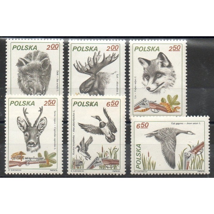 Stamps - Theme various animals - Poland - 1981- Nb 2562/2567