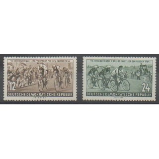 Acheter cette série de timbres d'Allemagne orientale (RDA) de l'année 1954 (No 164/165).