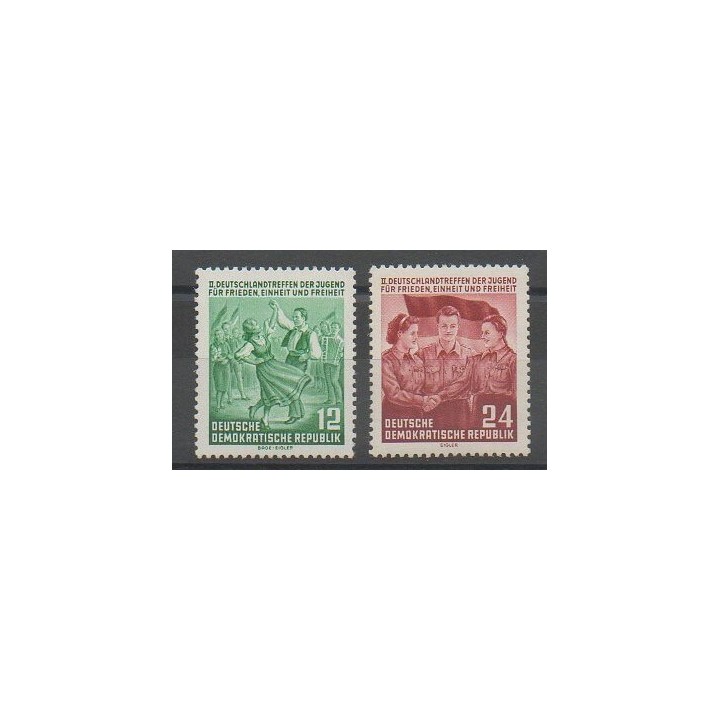 Buy this set of stamps of East Germany (GDR) of the year 1954 (Nb 166/167).