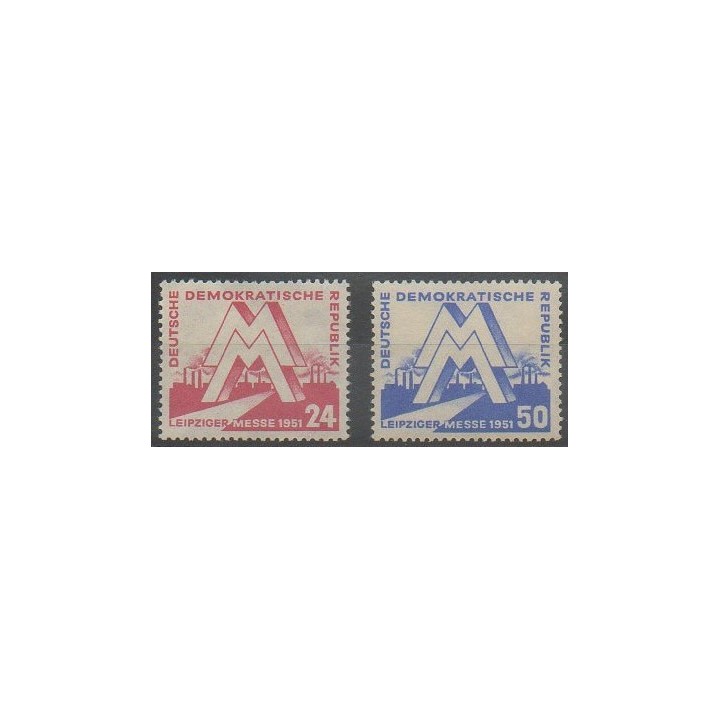 Buy this set of stamps of East Germany (GDR) of the year 1951 (Nb 34/35).
