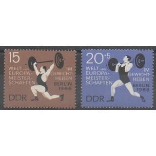 Acheter cette série de timbres d'Allemagne orientale (RDA) de l'année 1966 (No 905/906).