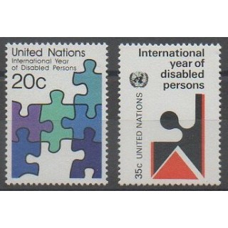 Acheter cette série de timbres des Nations Unies (bureau de New-York) de l'année 1981 (No 335/336).