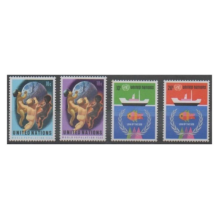 Acheter cette série de timbres des Nations Unies (bureau de New-York) de l'année 1974 (No 245/248).