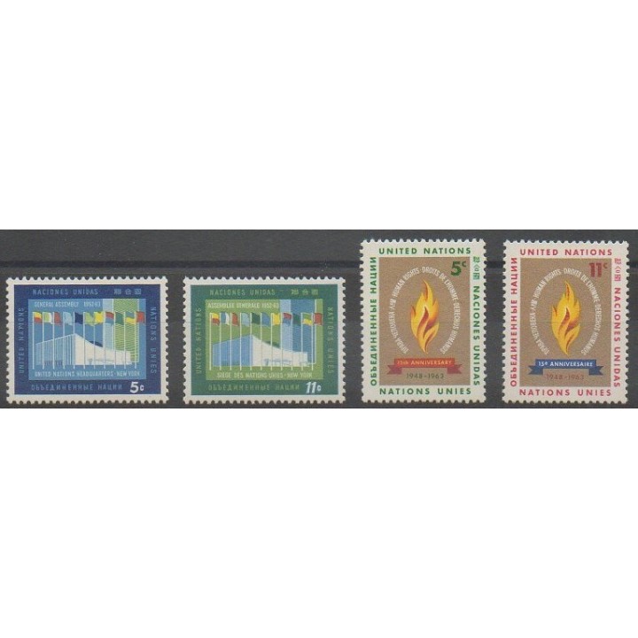 Acheter cette série de timbres des Nations Unies (bureau de New-York) de l'année 1963 (No 115/118).