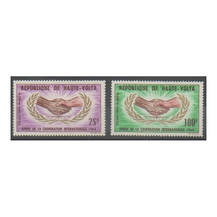 Acheter ces timbres de Haute-Volta de l'année 1965 (No PA23/PA24).