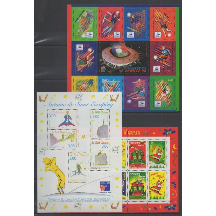 Acheter les timbres et les 3 blocs-feuillets de France  de l'année 1998 (No 3129/3210 - BF19/BF21).
