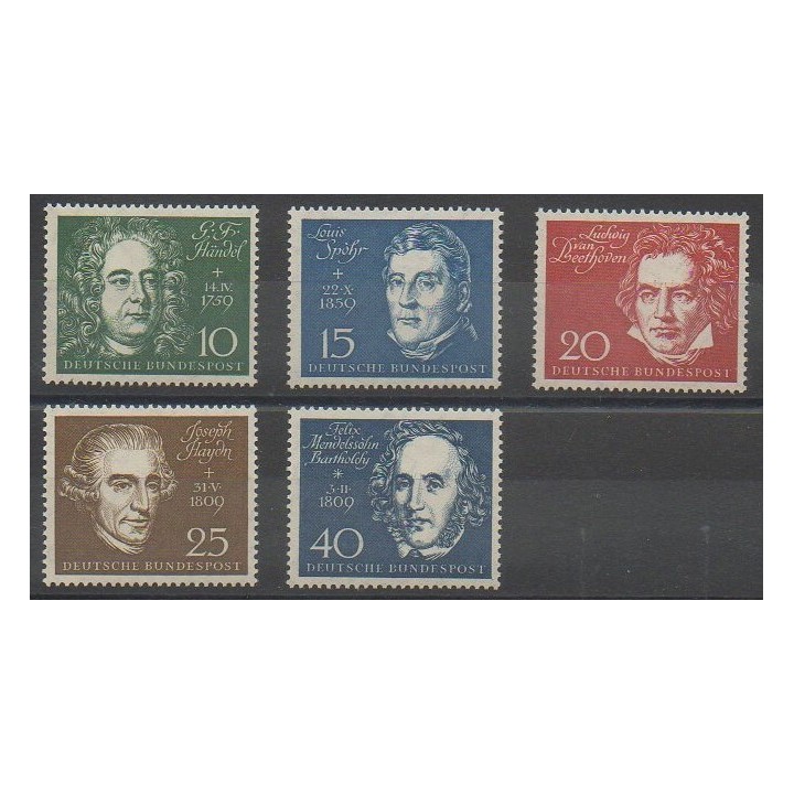 Acheter cette série de timbres de l'Allemagne occidentale (RFA) de l'année 1959 (No 188/192).