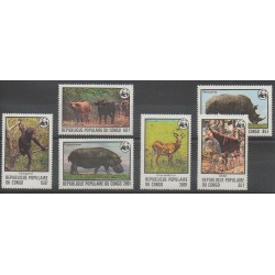 Congo (République du) - 1978 - No 499/504 - Mammifères - Espèces menacées - WWF