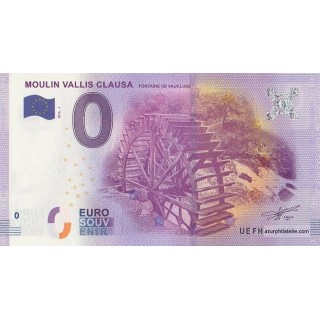 Billet souvenir touristique - 2016-1 - Moulin Vallis Clausa - (Vaucluse)
