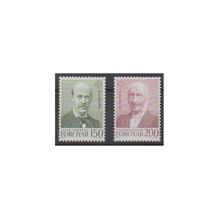 Acheter cette série de timbres des îles Féroé de l'année 1980 (No 47/48).