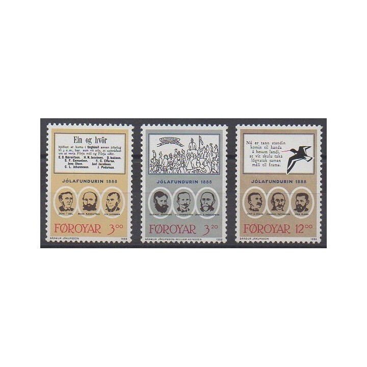 Acheter cette série de timbres des îles Féroé de l'année 1988 (No 166/168).