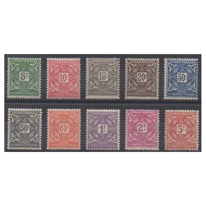 Acheter cette série de timbres du Soudan de l'année 1931 (No T11/T20). - Neuf avec charnière