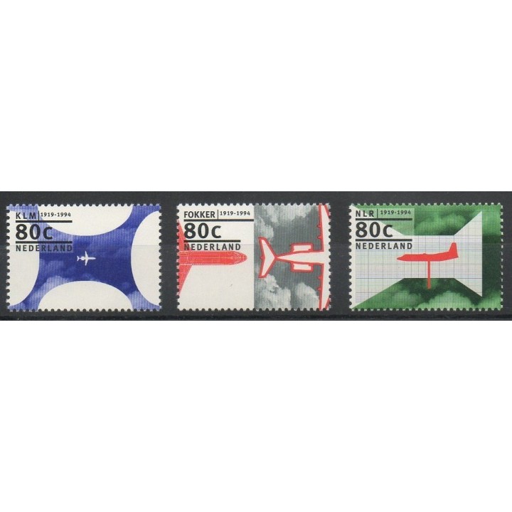 Timbres - Thème avions - Pays-Bas - 1994- No 1472/1474