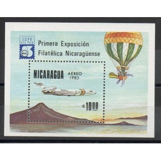 Timbres - Thème ballons - dirigeables - Nicaragua - 1983- No BF 159